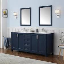 Navy blue vanity with gold hardware. Blue Bathroom Vanities Bath The Home Depot