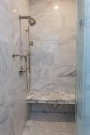 Beautiful Walk In Shower Boasts A Marble Shower Surround Fitted With An Exposed Plumbing Polished Nickel Shower Ki Shower Surround Shower Tile Shower Wall Tile