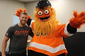 Waldi was the first official olympic mascot. Claude Giroux And The Philadelphia Flyers Mascot Gritty Philadelphia Flyers Hockey Philadelphia Flyers Hockey Clothes