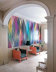 1001 Tapeten Flur Ideen Zum Erstaunen Und Begeistern Flur Tapezieren Mit Bunten Rhomben Als Muster Begei In 2020 Corridor Design Colorful Wallpaper Pattern Wallpaper