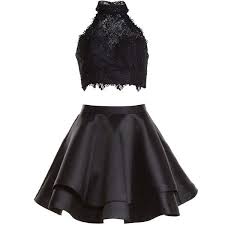 Alyce 3735 Homecoming Dress Mini Halter Sleeveless 178 Liked On Polyvore Featu Two Piece Homecoming Dress Black Formal Dress Short Lace Homecoming Dresses