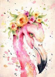 Flamingo Pink Flamingos Floral Flowers Crown Watercolour Watercolor Painting Boho Sweet Nursery Girls Bri Flamingo Art Print Flamingo Painting Flamingo Artwork