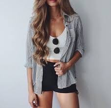 Black And White Striped Button Up Shirt Outfit Find Out Where To Get The Fashion Cute Outfits Clothes