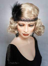 Art Deco Headpiece Flapper Headband Feathers And Beaded Lace Fascinator 1920s Great Gatsby 20 S Roaring Twenties Vint Gatsby Hair Flapper Headband Hair Styles