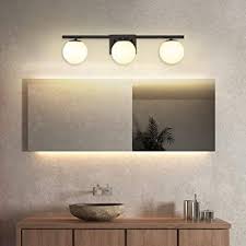 Bath bar vanity lighting is available in a variety of finishes including: Buy Yhtlaeh New Bathroom Vanity Light Fixtures 3 Lights Brushed Black Milk White Globe Glass Shade Modern Wall Bar Sconce Over Mirror Exclude G9 Bulb Online In Turkey B08h7pbpqb