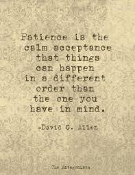 Patience Is The Calm Acceptance That Things Can Happen In A Different Order Than The One You Have In Mind D Words Inspirational Words Inspirational Quotes