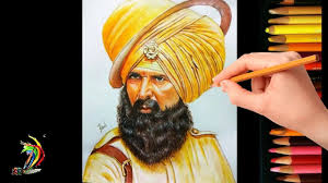 Kesari Movie Akshay Kumar S First Look Drawing Akshay Kumar Realis Art Lessons For Kids Realistic Drawings Drawings