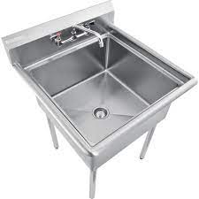 This 16 gauge stainless steel sink is designed to take abuse and still look great. Global Industrial Stainless Steel Utility Sink W Faucet 10 Backsplash 24 X24 X12 Deep 670452 Globalindustrial Com