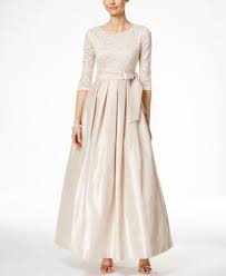 Jessica Howard Three Quarter Sleeve Lace Satin Gown Dresses Women Macy S Jessica Howard Dress A Line Gown Evening Gowns