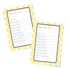Amazon Com Yellow And Grey Wishes For Baby Shower 20 Pack Advice And Wish Cards Wishing Well Activity Birthday Memory Ideas Cute Polka Dot Event Supply Boy Or Girl 4x6