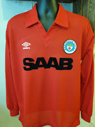Manchester City Retro Replicas Fotbollstroja 1982 1983 Sponsored By Saab