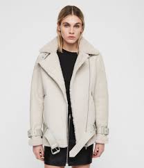 Womens Hawley Oversized Shearling Biker Jacket Aries White Image 1 Leather Jackets Women Jackets Biker Jacket