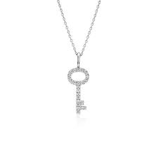 Diamond Key Pendant In 14k White Gold 1 10 Ct Tw Blue Nile Key Pendant White Gold Key Necklace