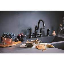 What kind of kitchen sinks work best? Moen Waterhill Kitchen Faucet Two Handle Wrought Iron S713wr Rona
