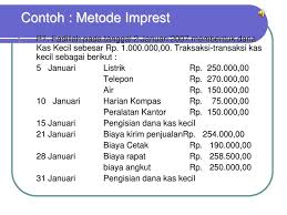 Aug 16, 2021 · dalam metode fluktuasi setiap terjadi pengeluaran uang dari kas kecil langsung dicatat. Contoh Laporan Dana Kas Kecil Metode Imprest Nusagates