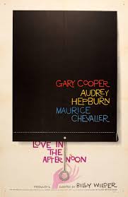 Saul Bass Original Vintage Movie Poster Love In The Afternoon Gary Cooper And Audrey Hepburn In 2020 Gary Cooper Movie Posters Vintage Saul Bass