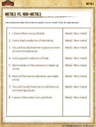 Education World Metals Vs Non Metals Worksheet Download Science Printables Science Worksheets 5th Grade Science