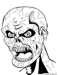 Discover all our printable coloring pages for adults. Scary Zombie Face Coloring Pages Printable