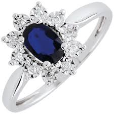 Bagues de fiançailles solitaires avec diamants et en or abordable affordable solitaire diamond engagement rings in gold 1. Bague Fleurs Or Blanc 9 Carats Saphir Bleu C2591
