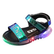 Somesun Toddler Girls Led Light Up Sandals Colorful Open Toe For 1 6 Years Old Luminous Rubber Shoes Sandals