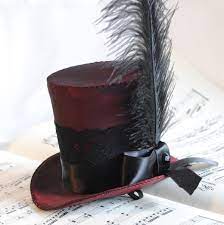 Burgundy Gothic Mini Top Hat With Black Lace Mini Top Hat Top Hat Burgundy