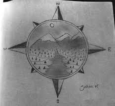 Black And White Compass Cartoon Compass Drawing Black And White Compass Drawing Nature Drawing Doodle Drawings