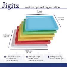 The most common puzzle sorting trays material is plastic. Jigitz Puzzle Sorter Trays 7 Puzzle Tray Organizer Boxes For 1500pc Puzzles Walmart Com Walmart Com