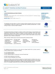 If you are not familiar with the system that the connector will traverse and index, work closely with your system administrators to determine the correct values for installing and configuring. Application Note Livelink 9x Workflow Best Practices Version 1 1 Pdf Business Process Metadata