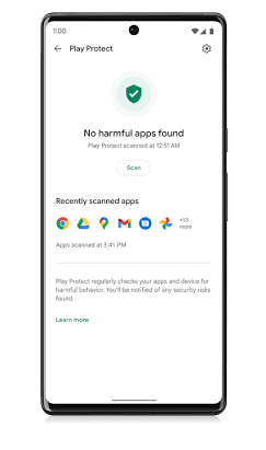Fitur Google Play Protect pada perangkat Android, buatan AI