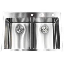 Select the number of bowls for your sink: Drop In Top Mount 16 Gauge Stainless Steel 33 In X 22 In X 10 In 50 50 Double Bowl Kitchen Sink Rt3322 5050 The Home Depot