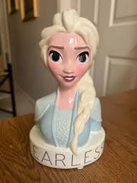 DISNEY FROZEN Princess Elsa Shiny Ceramic Coin Piggy Bank FEARLESS  Collectible