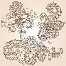 Hand Drawn Henna Paisley Flowers Mehndi Doodles Abstract Floral Vector Illustration Design Elements Paisley Tattoo Henna Designs Mehndi Tattoo