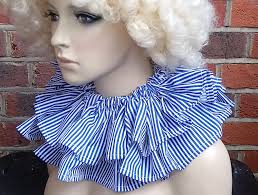 Blue and White Narrow Stripe Clown Circus Collar