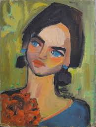 Signed Dunham Modernist Portrait Oil Painting. Se