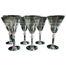 Etched Crystal Wine Glasses Set