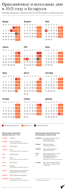 Kalendar Vyhodnyh I Prazdnichnyh Dnej V 2021 Godu V Belarusi S Uchetom Perenosov