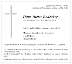 Traueranzeigen Von Hans Dieter Bodecker Trauer Nrw