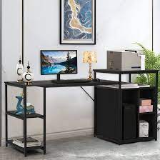 Computer desk and printer stand. Inbox Zero Computer Desk With Printer Stand Shelf Large Desk With Bookshelf 47in Desktop Wayfair