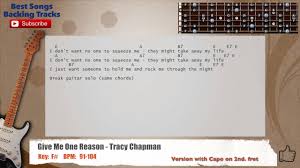 Give Me One Reason Tracy Chapman Guitar Solo Riffs Backing Track With Chords And Lyrics Youtube give me one reason tracy chapman guitar solo riffs backing track with chords and lyrics