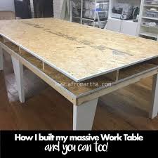 How I Built My Massive 4 X8 Work Table With Cubbies For Storage Diy Woodworking Build Table Work Table Craft Tables With Storage Sewing Room Organization
