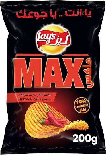 رقائق ليز ماكس المكسيكية بالفلفل الحار، 200 غرام Lay's Max Mexican Chili Chips, 200g