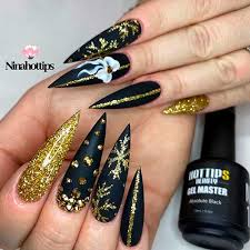Marbled black and white acrylic nails with gold accents 19. The Cutest Black Nails Ideas You Ll Love To Try