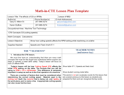 M02rev Lesson Plan Cutting Speed Effects On Math In Cte