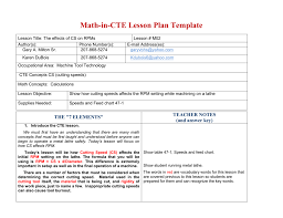 m02rev lesson plan cutting speed effects on math in cte