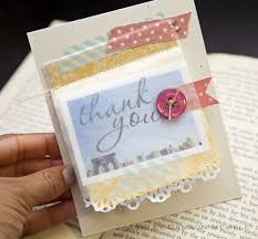 Use pretty and colorful washi tape to make your pencils and notebook look as adorable as these! Tape Color Trends Challenge Thank You Flip Photo Card Washi Tape Projects Washi Tape Cards Cards Handmade