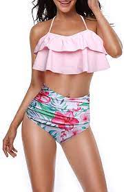 Amazon Com Fantastic Zone Women Retro High Waisted Bikini Set Halter Neck Two Piece Swimsuit Swimsuits High Waisted Cute Swimsuits High Waisted Bathing Suits