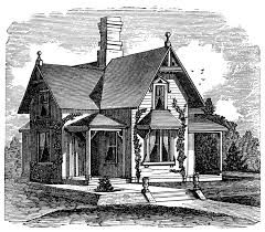 Black And White Home Clipart Black And White Clipart Victorian Cottage Image According To The Site This Illustration Dates To 1882 I M Clip Art House Illustration Black And White