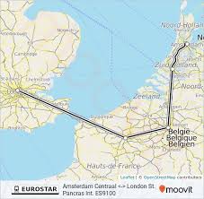 The exceptions to this are the evening trains to amsterdam which both require a stopover in brussels. Eurostar Route Time Schedules Stops Maps London St Pancras Int