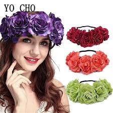 Amazon.com: Diadema de flores artificiales y secas, corona de rosas falsas  para mujer, corona de flores artificiales y secas, corona de pelo de viaje  para la playa, accesorio para el cabello