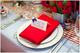 I love how etiquette the main table is set up; Wedding Decorations For A British Themed Party Or Wedding Reception
